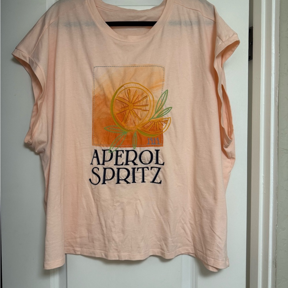 Anthropologie Orange Sleeveless Boxy T-Shirt